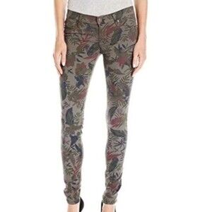 Anthropologie Hudson Krista Super Skinny Jeans Sz 27 Floral Print Kahki/Bram
